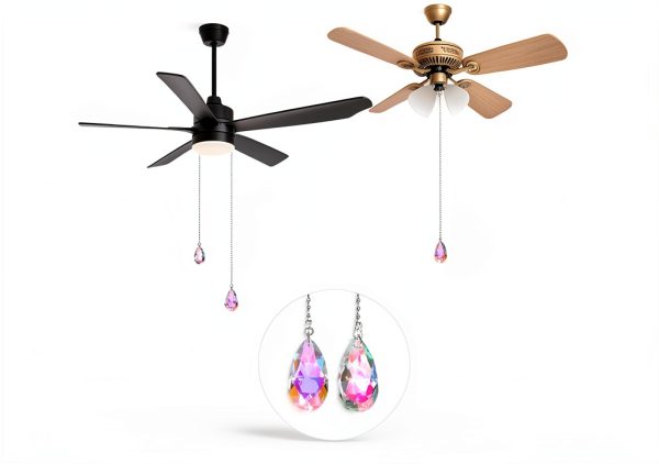 Aiyorse Ceiling Fan Pull Chain Crystal Rainbow Decorative-5