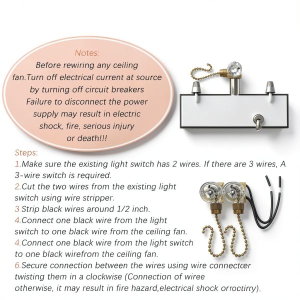 Zing Ear Ceiling Fan Pull Chain Switch Durable Plastic-3