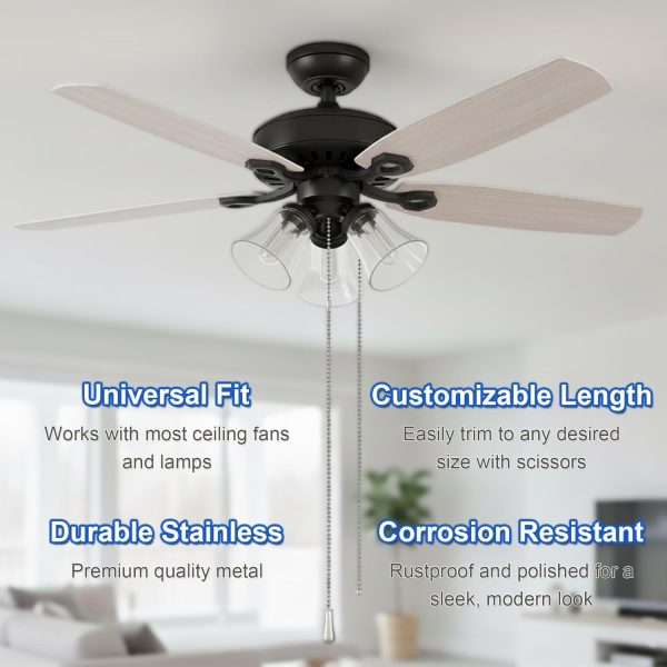 Voluda Ceiling Fan Pull Chain Silver Stainless Steel-2