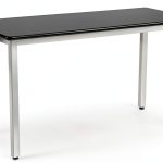 Metal Lab Table Public Seating Black Steel-0