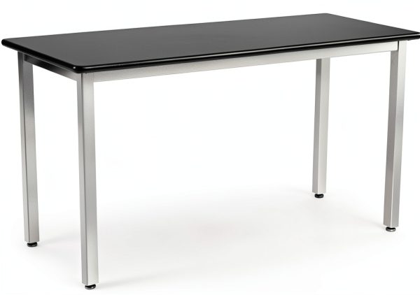 Metal Lab Table Public Seating Black Steel-0