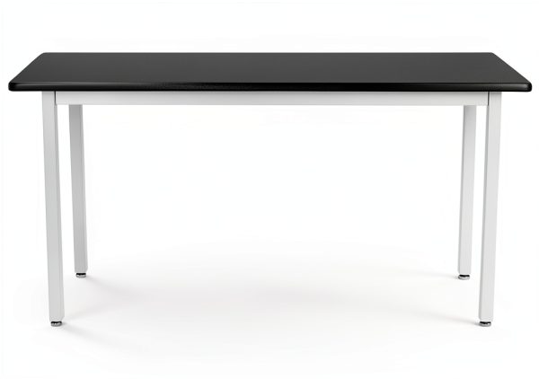 Metal Lab Table Public Seating Black Steel-1