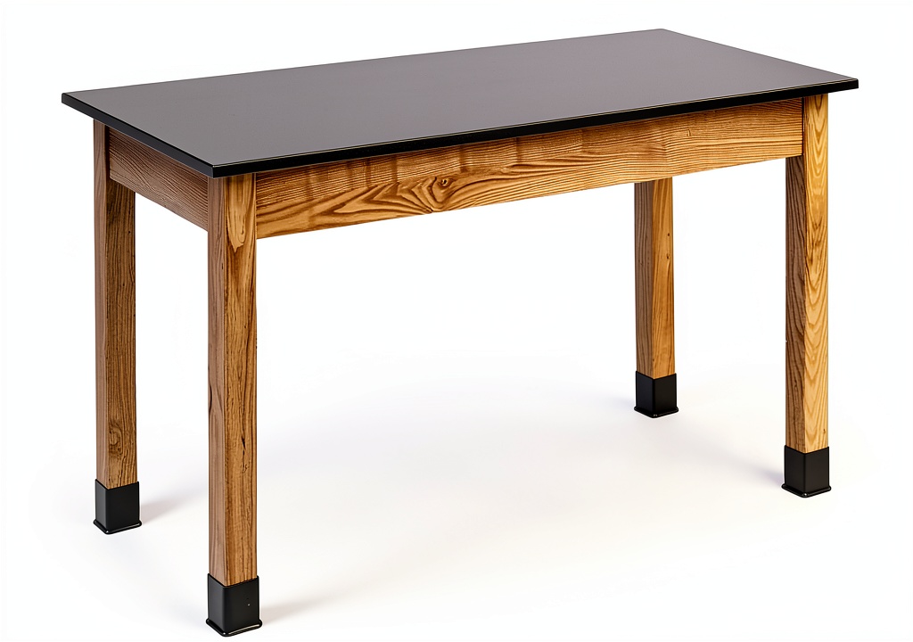 Installing Science Lab Table National Pub Seating Ash Black in a chemistry lab