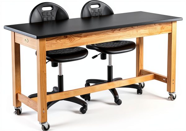 National Public Seating Lab Table Black Solid Ash 54x24x30-3