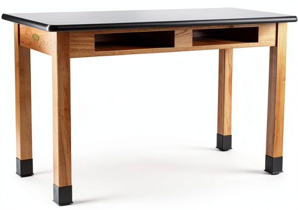 Science Lab Table National Public Seating 24x60 Black Wood HPL Top-0