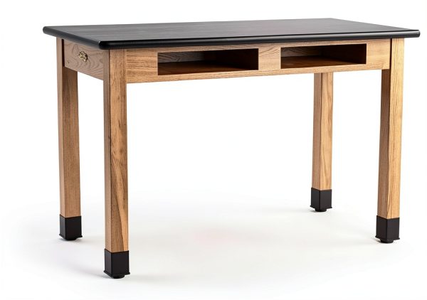 Science Lab Table National Public Seating 24x60 Black Wood HPL Top-1