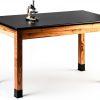 Solid Ash Leg Desk HSLT2448 Black Laminate Top with Metal Braces-2