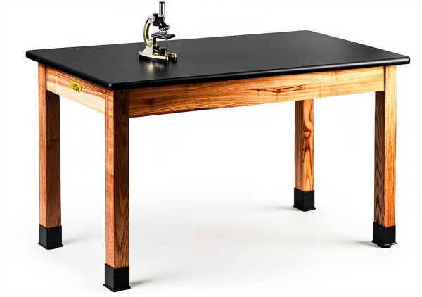 Solid Ash Leg Desk HSLT2448 Black Laminate Top with Metal Braces-2