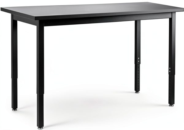 Pemberly Row 24x60" Metal Science Lab Table Black Phenolic Top with-0