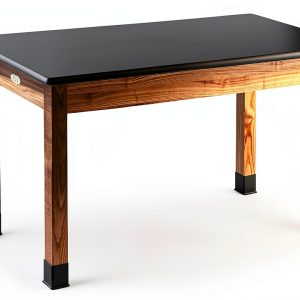 Solid Ash Leg Desk HSLT2448 Black Laminate Top with Metal Braces-0