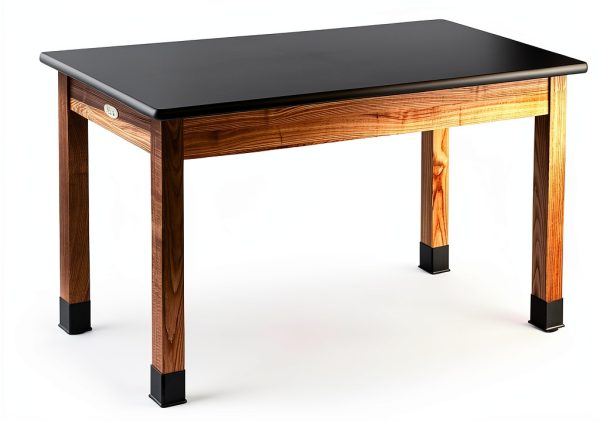Solid Ash Leg Desk HSLT2448 Black Laminate Top with Metal Braces-0