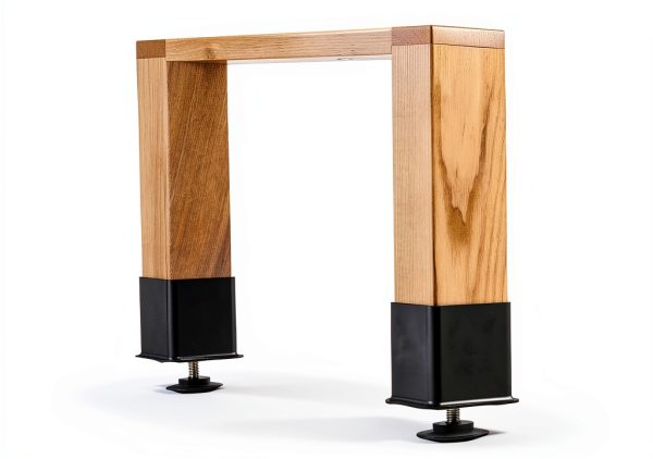 Solid Ash Leg Desk HSLT2448 Black Laminate Top with Metal Braces-3