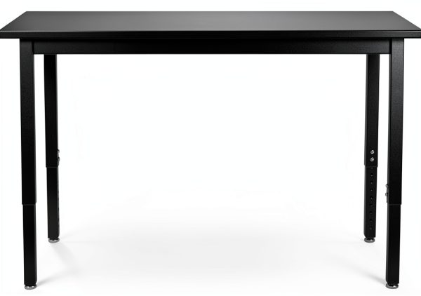 Pemberly Row 24x60" Metal Science Lab Table Black Phenolic Top with-1