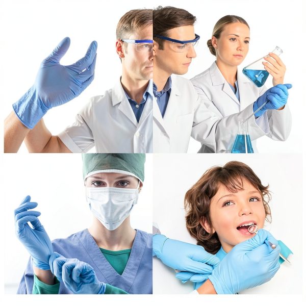 Basic Medical Synmax Vinyl Exam Gloves - Latex-Free & Powder-Free - Medium, BMPF-3002(Case of 1,000) Blue-4