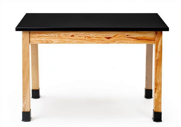 National Public Seating Chem Res Top Science Table, 24" X 48", Black Top and Ashwood Legs-3