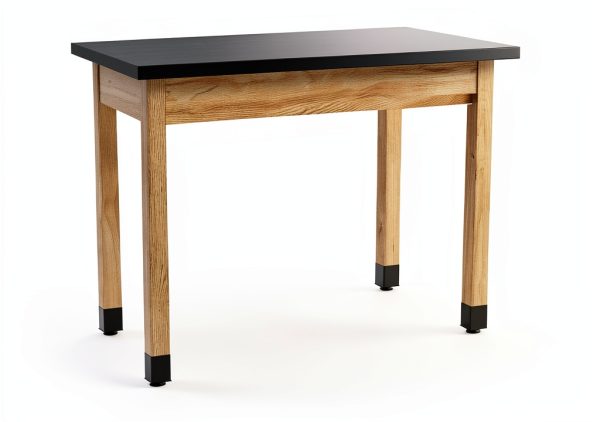 National Public Seating Chem Res Top Science Table, 24" X 48", Black Top and Ashwood Legs-2