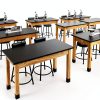 National Public Seating Chem Res Top Science Table, 24" X 48", Black Top and Ashwood Legs-1