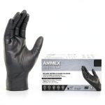 AMMEX Black Nitrile Disposable Exam Gloves, 3 Mil, Latex & Powder Free, Food-Safe, Textured, Non-Sterile, Medium, Box of 100-0