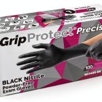 GripProtect Precise Black Nitrile Exam Gloves 4 Mil Large Food Medical-0