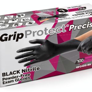 GripProtect Precise Black Nitrile Exam Gloves 4 Mil Large Food Medical-0