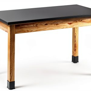 National Public Seating Chem Res Top Science Table, 24" X 48", Black Top and Ashwood Legs-0
