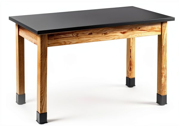 National Public Seating Chem Res Top Science Table, 24" X 48", Black Top and Ashwood Legs-0